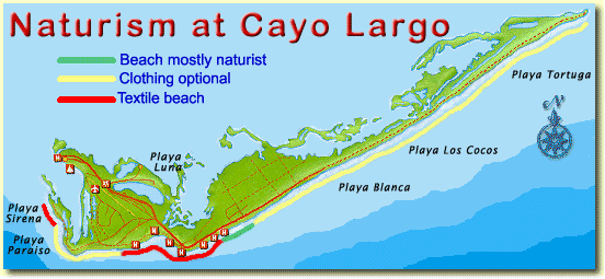 Map of the clothing option beaches